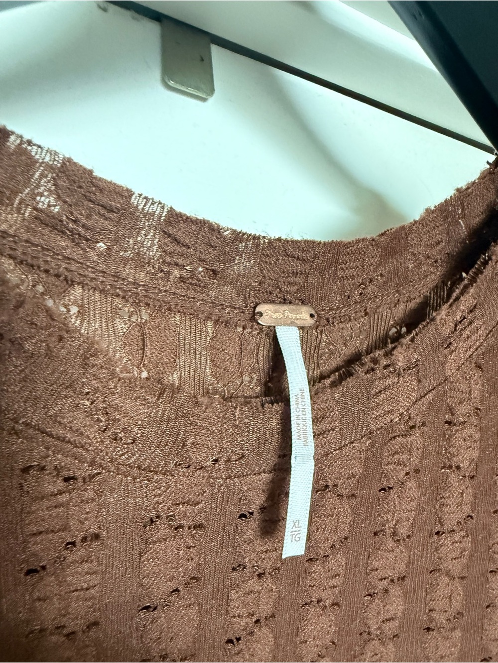 Free People Brown Crochet Knit Sweater